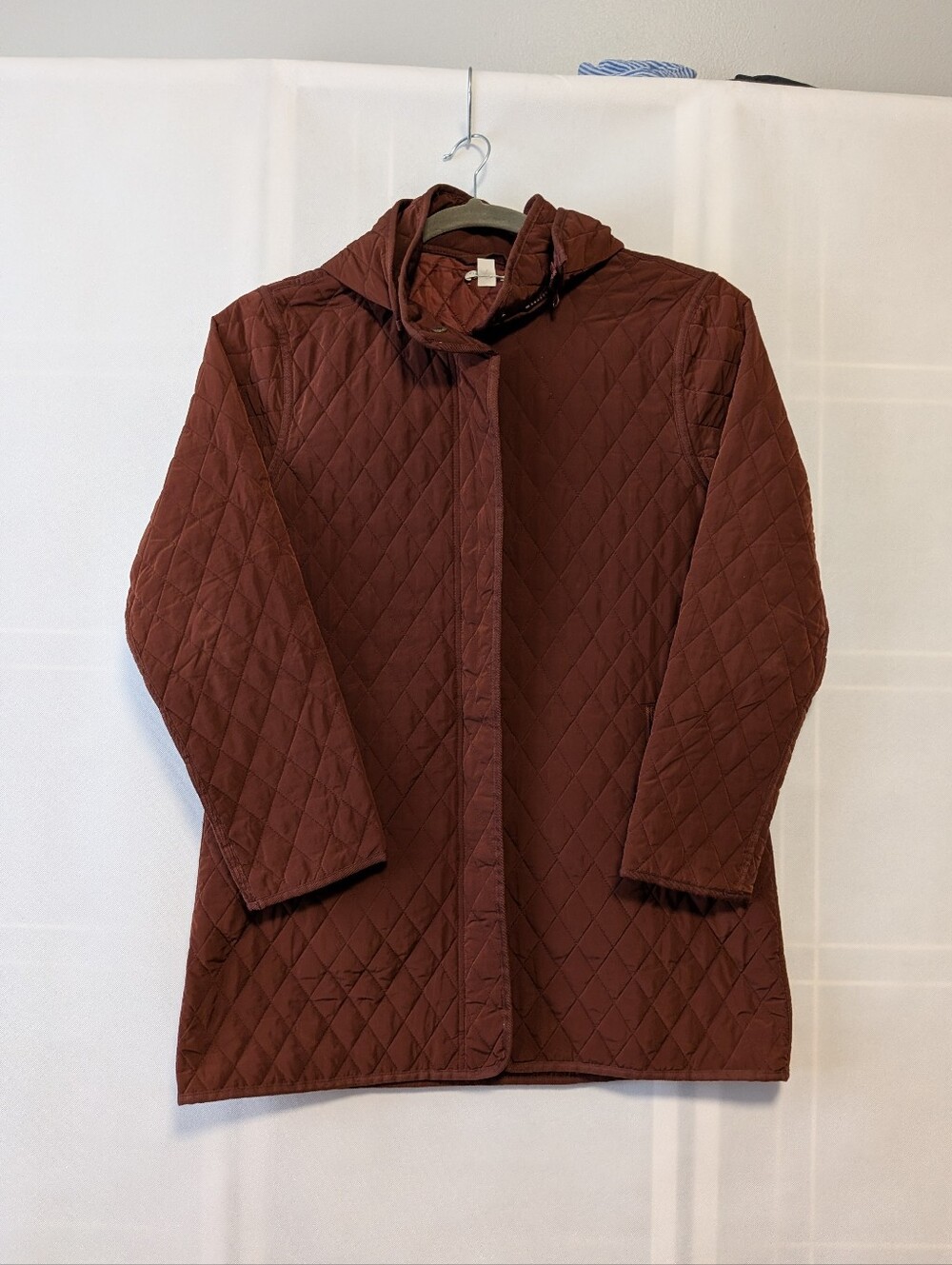 Garnet Hill Women's Dark brown Recycled Quilted Car Coat Size Medium Regular